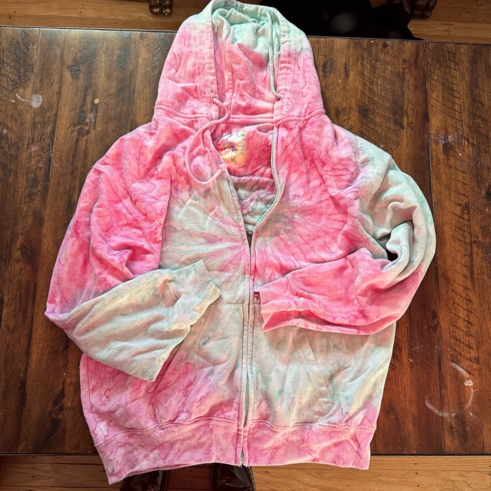 Exist pink and blue tie dye hoody